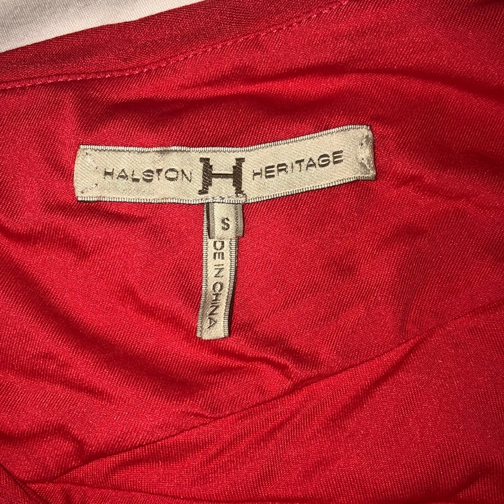 Gaston heritage cold shoulder draped red gown